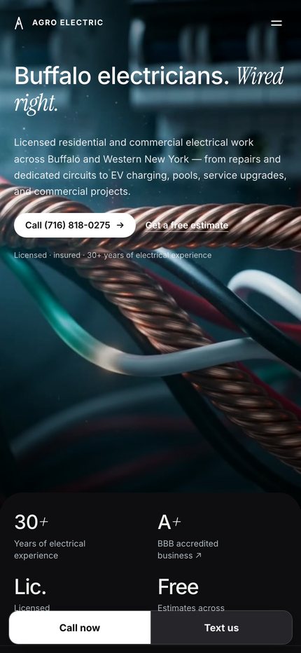 Local business website on a phone with a tap-to-call button