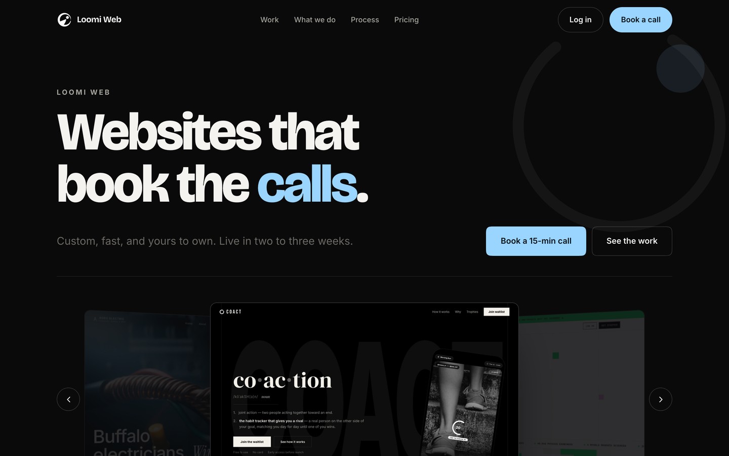 Loomi Web at desktop width