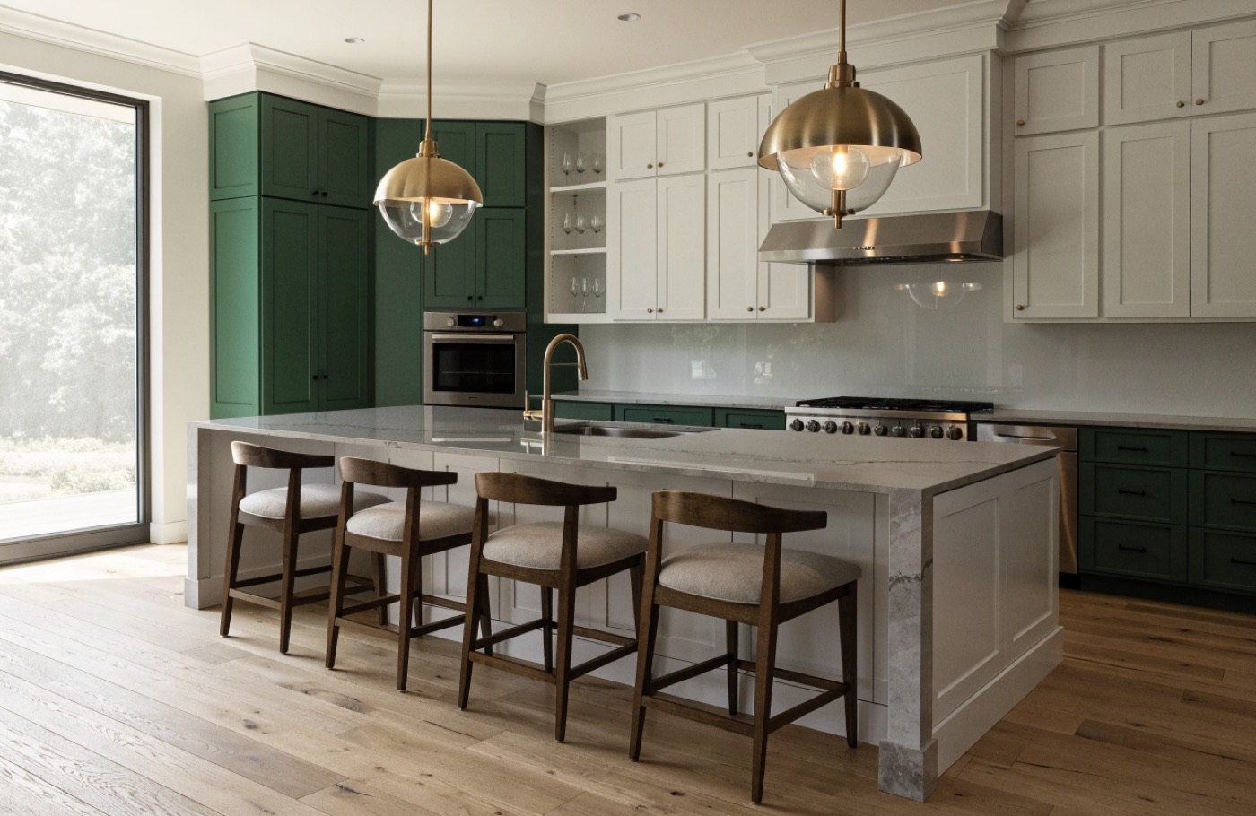 Kitchen with quartz island